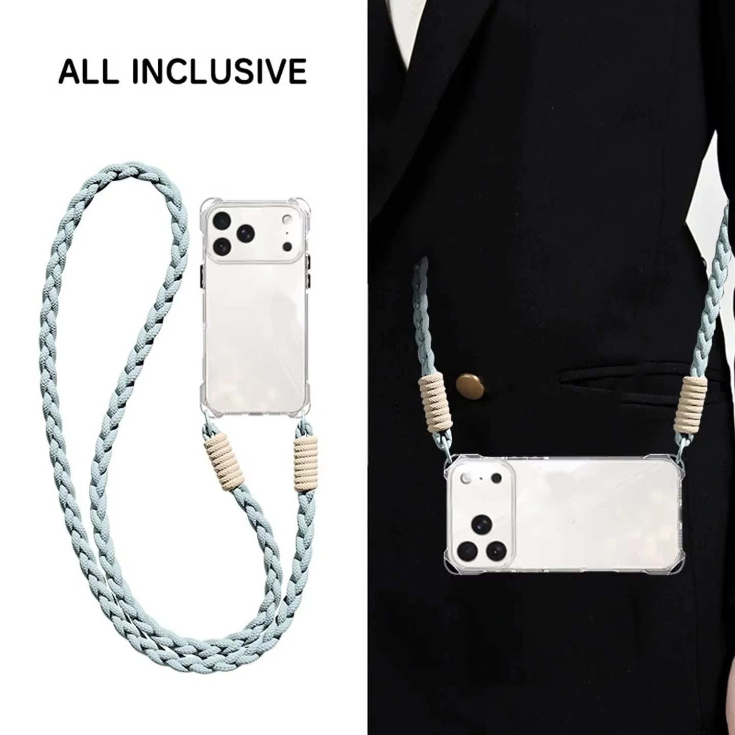 Crossbody Phone Case with Lanyard For iPhone 17Air 16 Pro Max 15 14 13  чехол на айфо Necklace Strap Cord Soft Cover