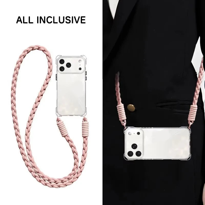 Crossbody Phone Case with Lanyard For iPhone 17Air 16 Pro Max 15 14 13  чехол на айфо Necklace Strap Cord Soft Cover