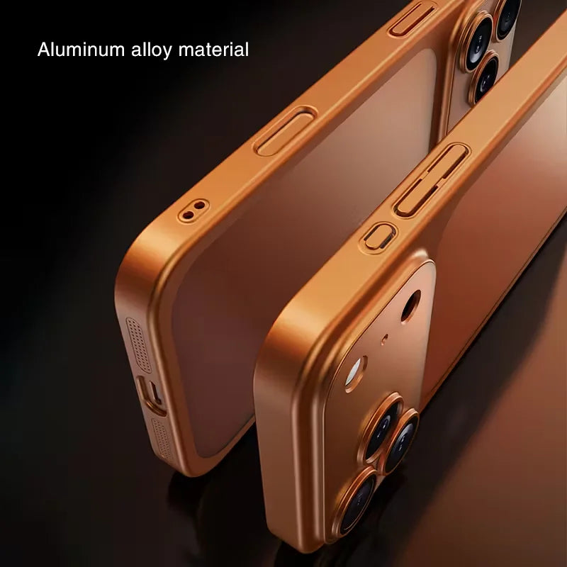 Luxury Matte Hard PC Ultra Slim Case for iPhone 17 Pro Max 16 15 14 13 Plating Camera Film Protector Customized couple photos