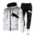 Two-piece Set of Men's Casual Outdoor Sportswear for Autumn, Men's Two-piece Set of Zippered Hooded Sweatshirt and Sweatpants