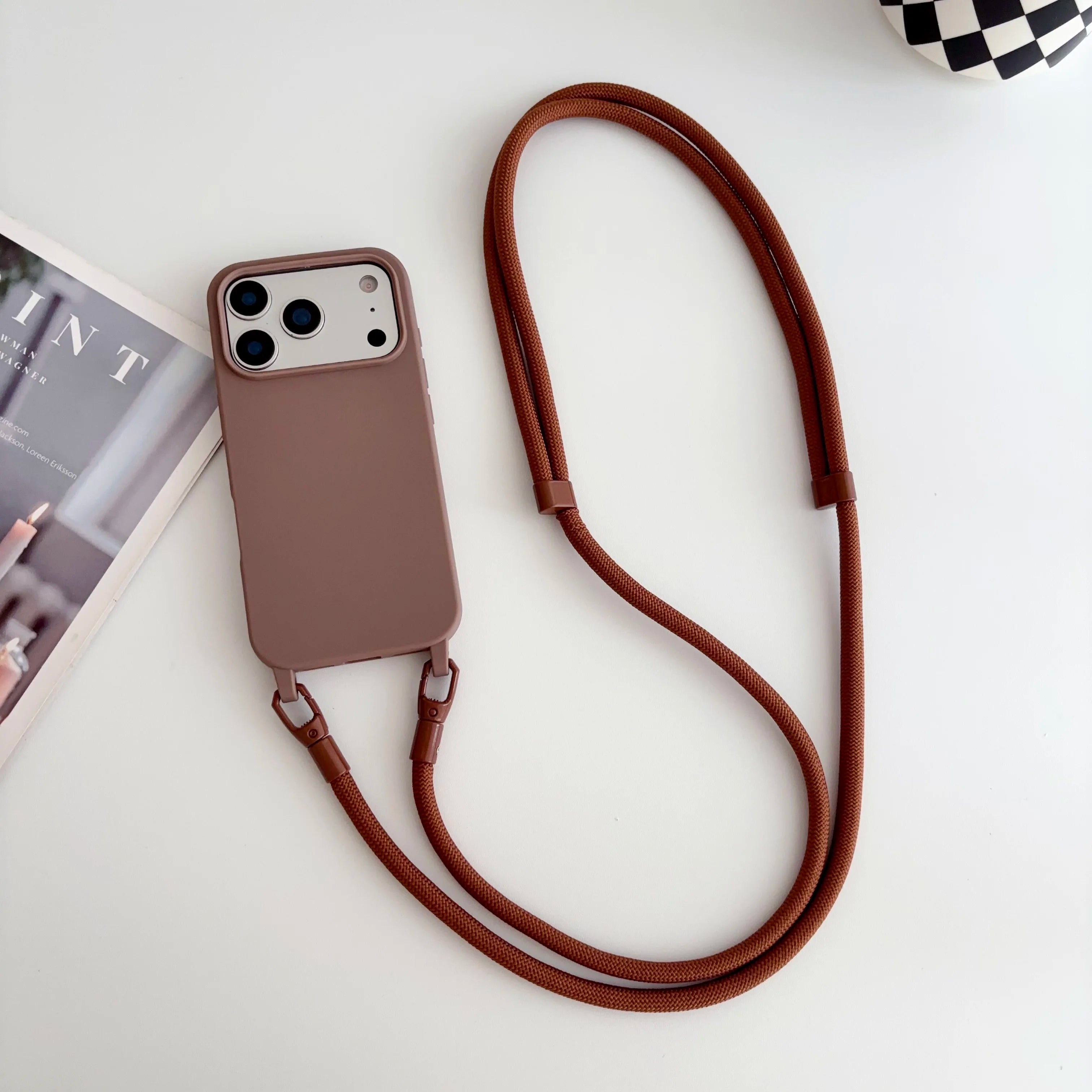 Candy Crossbody Necklace Strap Phone Case For iPhone 17 Pro Max Air 16 15 14 Plus 13 Pro Max 16e 17e Simple Lanyard Soft Cover