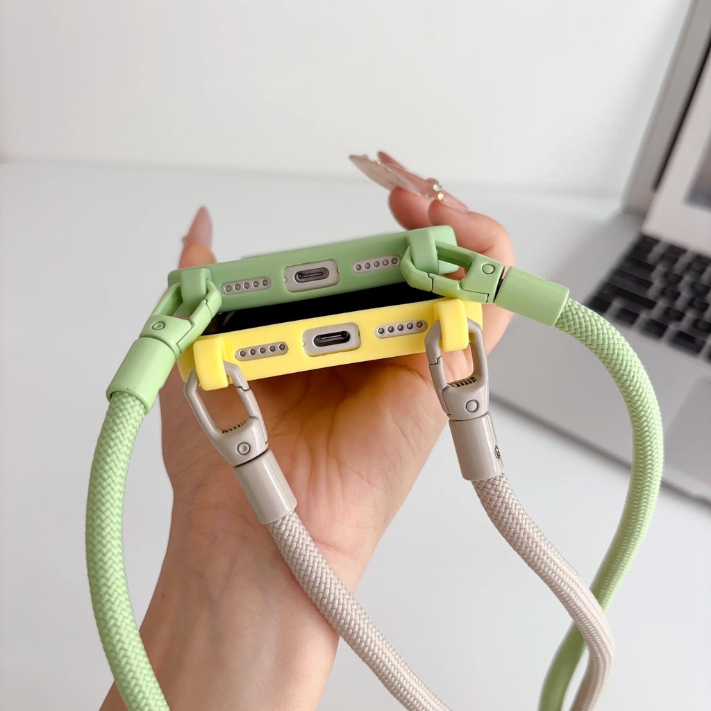 Candy Crossbody Necklace Strap Phone Case For iPhone 17 Pro Max Air 16 15 14 Plus 13 Pro Max 16e 17e Simple Lanyard Soft Cover