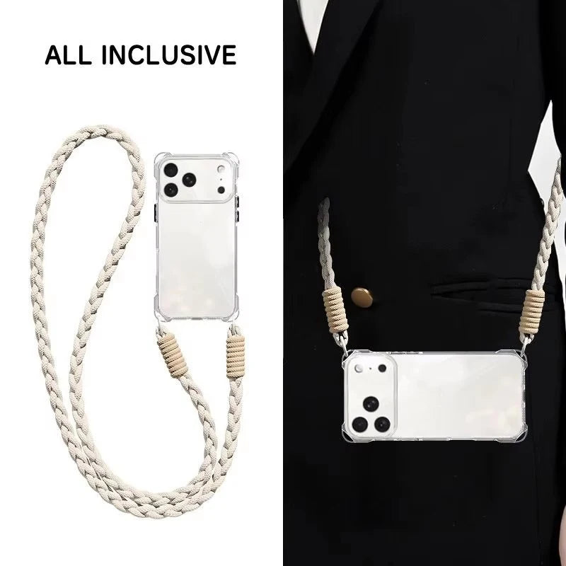 Crossbody Phone Case with Lanyard For iPhone 17Air 16 Pro Max 15 14 13  чехол на айфо Necklace Strap Cord Soft Cover