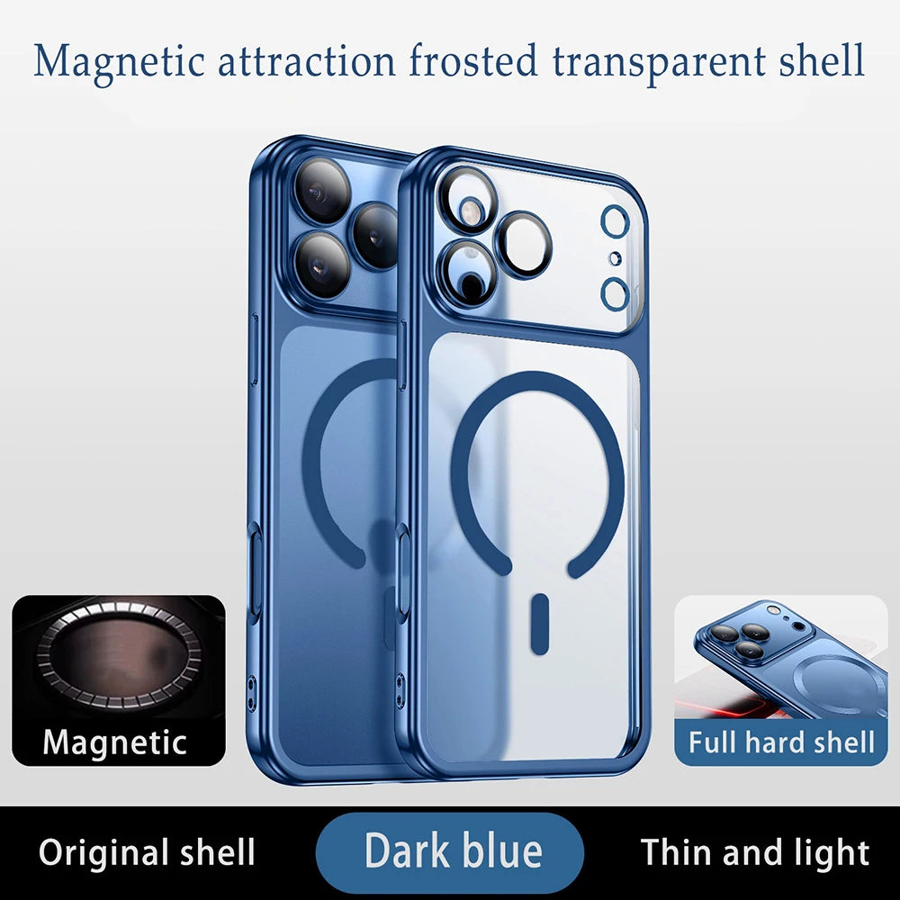 Luxury Plating Magnetic Phone Case For iPhone 17 16 Pro Max 17Pro For Magsafe Ultra Thin Hard Cover For iPhone17 15 Pro Max Case
