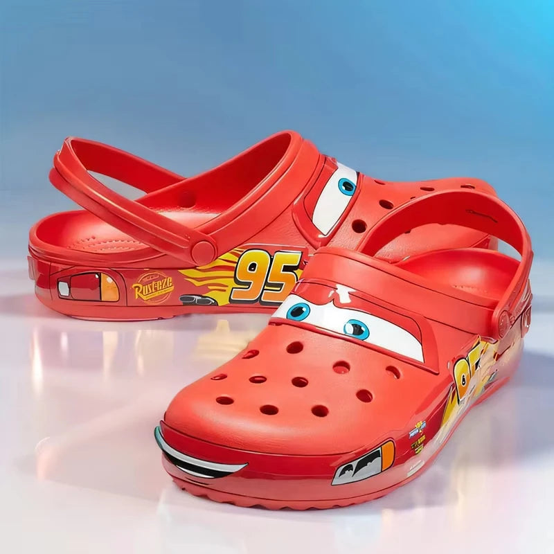 Lightning Mcqueen Outdoor Beach Holey Shoes Cartoon Slippers Men Sandals Casual Ankle-Wrap Eva Car Flip Flops Shoes