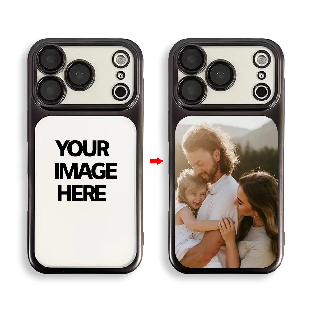 Luxury Matte Hard PC Ultra Slim Case for iPhone 17 Pro Max 16 15 14 13 Plating Camera Film Protector Customized couple photos