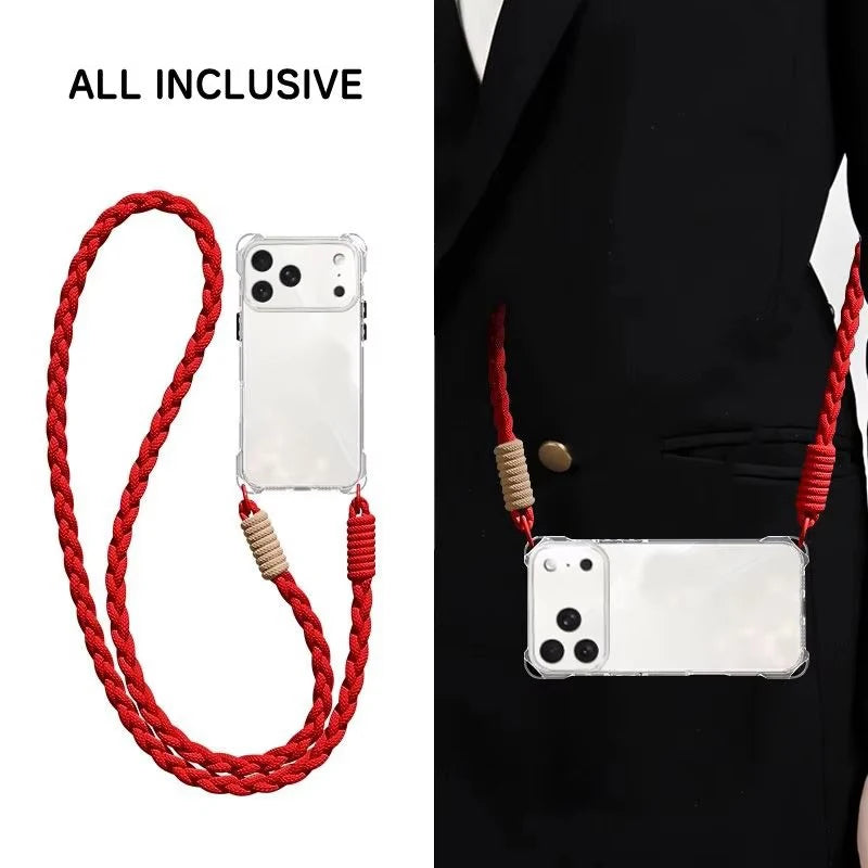 Crossbody Phone Case with Lanyard For iPhone 17Air 16 Pro Max 15 14 13  чехол на айфо Necklace Strap Cord Soft Cover