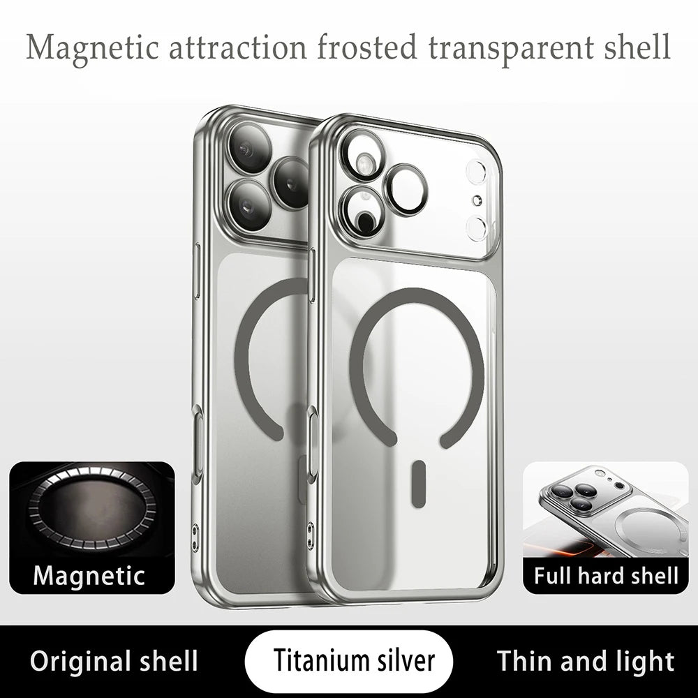 Luxury Plating Magnetic Phone Case For iPhone 17 16 Pro Max 17Pro For Magsafe Ultra Thin Hard Cover For iPhone17 15 Pro Max Case