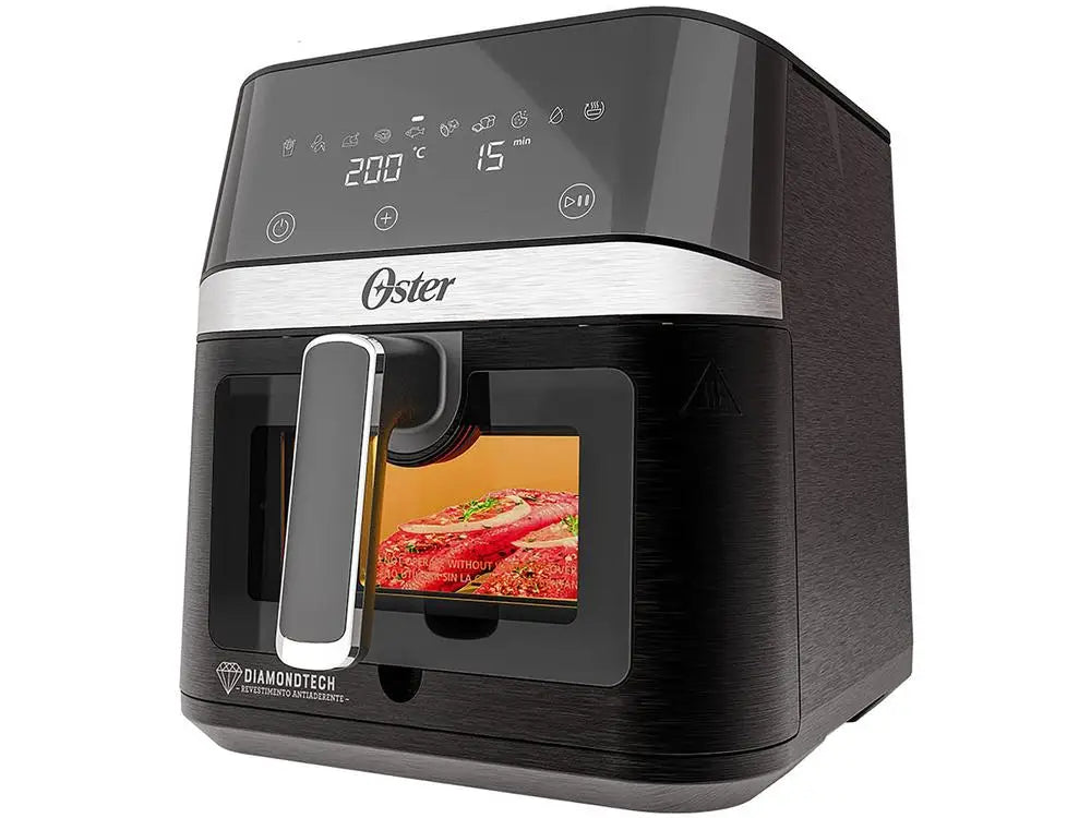 Oil Free Electric Fryer/Air Fryer Oster DiamondTech Black and Silver with Timer 6L - 110V