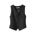 Suit Vests Women Simple Single Breasted V-neck Sleeveless Coats Daily Outwear Aesthetic Korean Style Slim All-match Trendy New