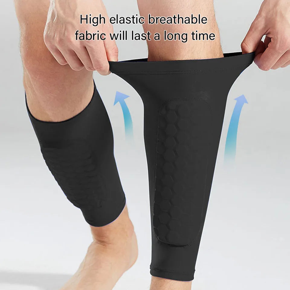Loogdeel 1Pcs Honeycomb Calf Socks Men Football Anti-collision Anti Slip Fixed Legging Covers Foot Guard Leg Protection Sleeves
