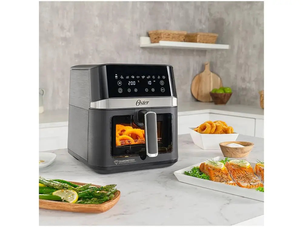 Oil Free Electric Fryer/Air Fryer Oster DiamondTech Black and Silver with Timer 6L - 110V