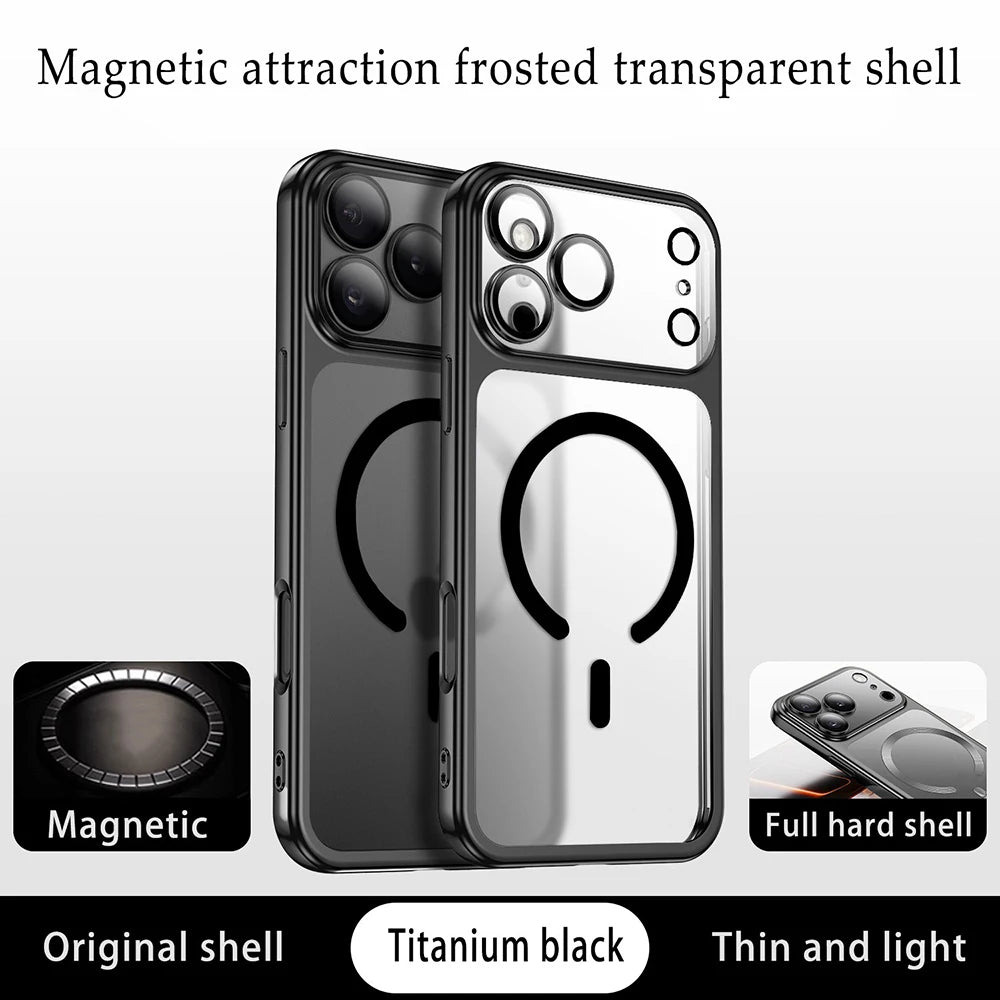 Luxury Plating Magnetic Phone Case For iPhone 17 16 Pro Max 17Pro For Magsafe Ultra Thin Hard Cover For iPhone17 15 Pro Max Case