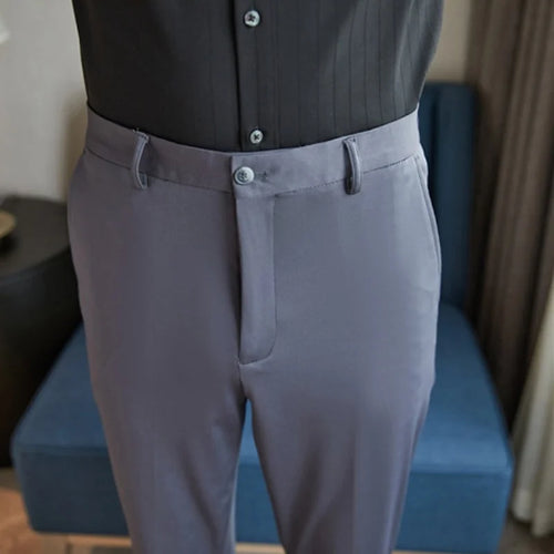 29-42 Men's Summer Pants Thin Straight Stretch Casual Pants with No Trace No Ironing Fabric Silky and Cool Feeling