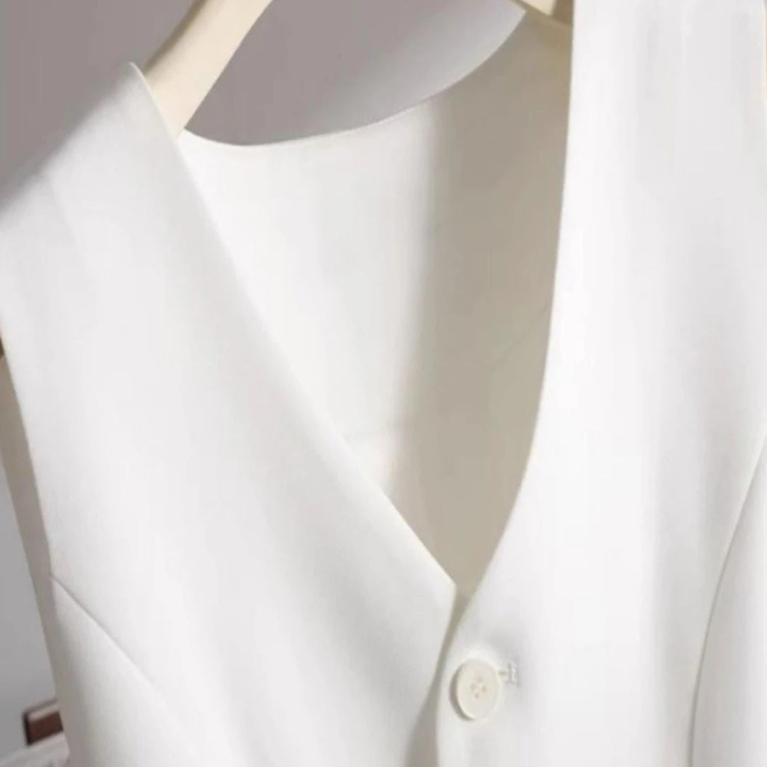 Suit Vests Women Simple Single Breasted V-neck Sleeveless Coats Daily Outwear Aesthetic Korean Style Slim All-match Trendy New