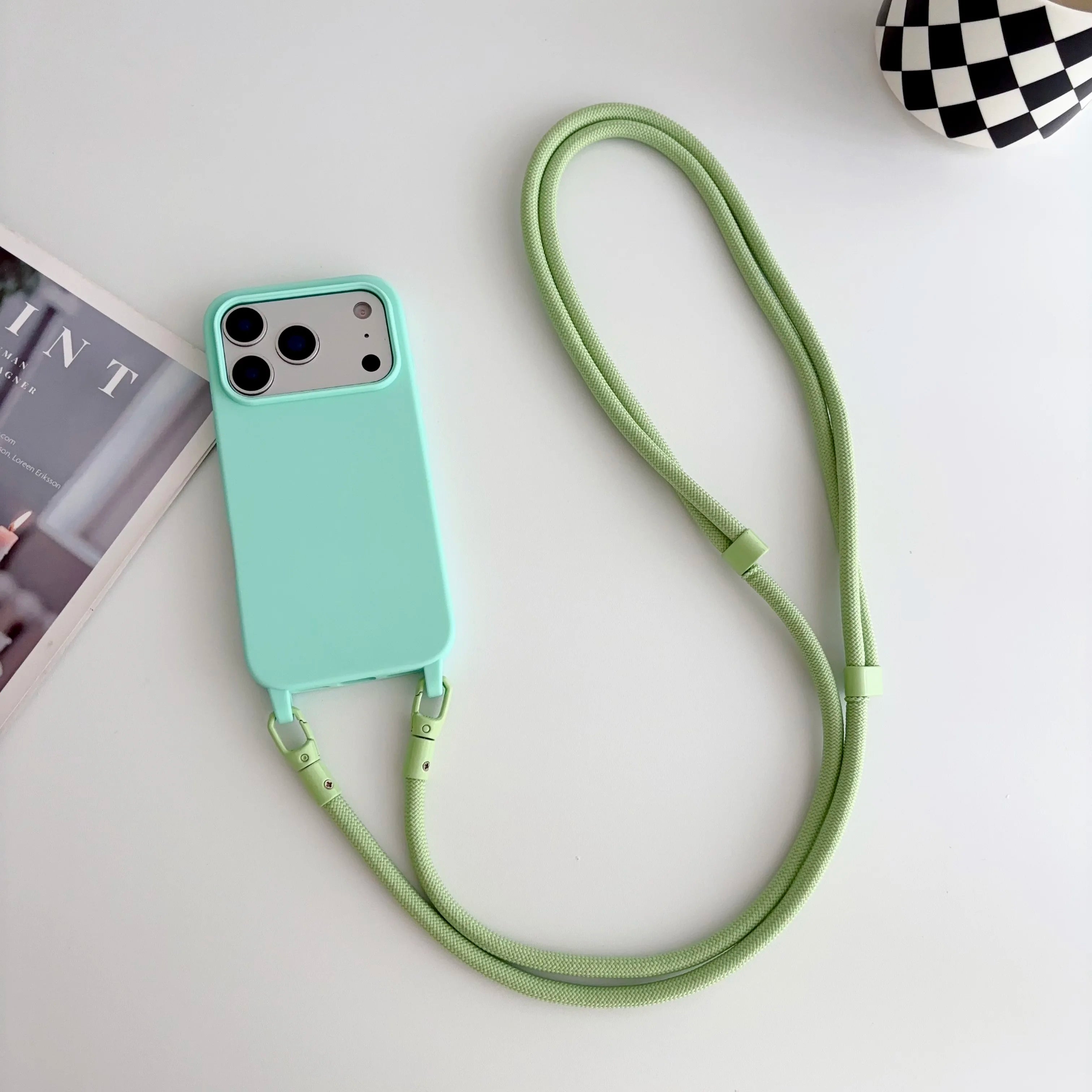 Candy Crossbody Necklace Strap Phone Case For iPhone 17 Pro Max Air 16 15 14 Plus 13 Pro Max 16e 17e Simple Lanyard Soft Cover