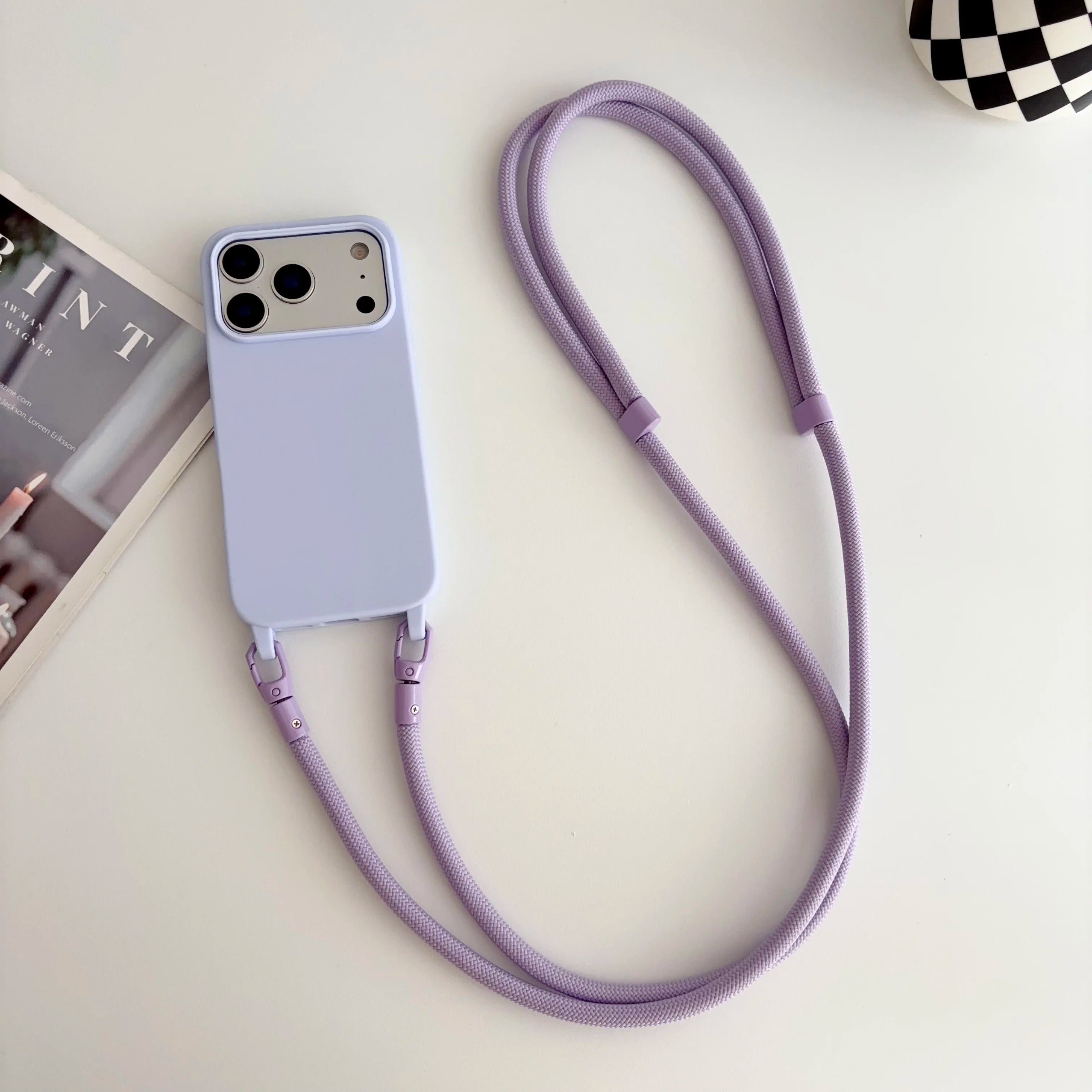 Candy Crossbody Necklace Strap Phone Case For iPhone 17 Pro Max Air 16 15 14 Plus 13 Pro Max 16e 17e Simple Lanyard Soft Cover