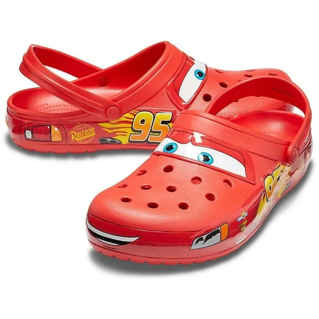 Lightning Mcqueen Outdoor Beach Holey Shoes Cartoon Slippers Men Sandals Casual Ankle-Wrap Eva Car Flip Flops Shoes