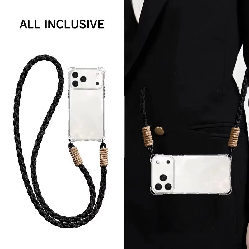 Crossbody Phone Case with Lanyard For iPhone 17Air 16 Pro Max 15 14 13  чехол на айфо Necklace Strap Cord Soft Cover